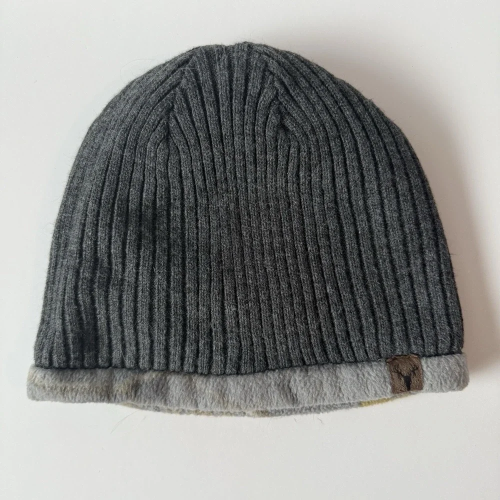 Hot Shot Gray Camo Realtree Women's Ribbed Knit Reversible Beanie Hat‎ Free Ship